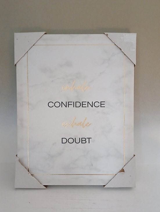 Other - Marble-Effect "Confidence" Wall Art Print in White and Gold